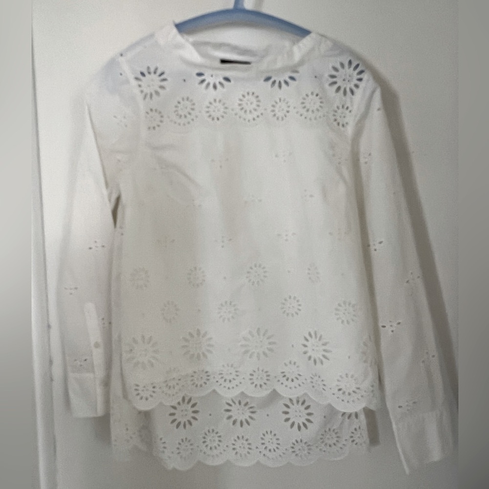 J. Crew White Eyelet Blouse Size 4